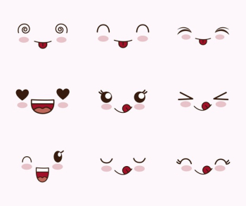 Cute set of faces kawaii Free Vector Cute set of faces kawaii Free Vector