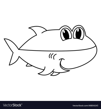 cute shark cartoon coloring page for kids