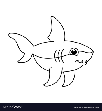 cute shark cartoon coloring page for kids