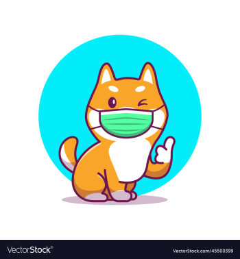 cute shiba inu dog wearing medical mask cartoon cute shiba inu dog wearing medical mask cartoon