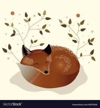 cute sleeping fox autumn character isolated cute sleeping fox autumn character isolated