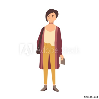 Cute smiling smart teenage school girl with short hair holding textbook Cute smiling smart teenage school girl with short hair holding textbook