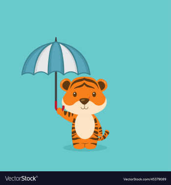 cute tiger holding umbrella cute tiger holding umbrella