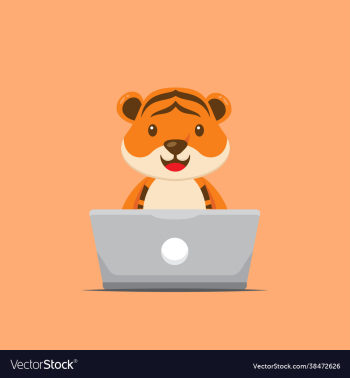 cute tiger working with laptop cute tiger working with laptop