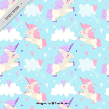 Cute unicorn between clouds pattern Cute unicorn between clouds pattern
