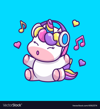 cute unicorn listening music with headphone cute unicorn listening music with headphone