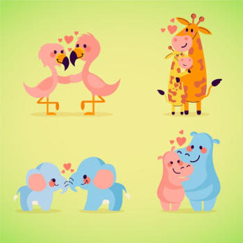 Cute valentines day animal couple Free Vector Cute valentines day animal couple Free Vector