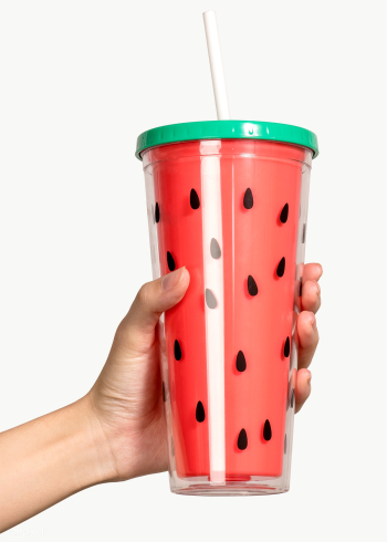 Cute watermelon printed tumbler with a white straw mockup | Free  transparent png - 2299012