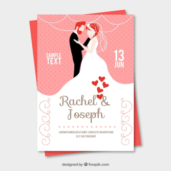 Cute wedding invitation with newlyweds Cute wedding invitation with newlyweds