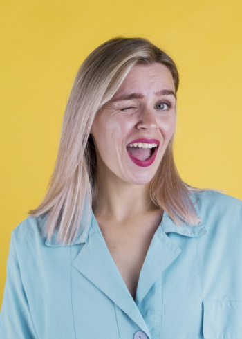 Cute woman winking medium shot Free Photo Cute woman winking medium shot Free Photo