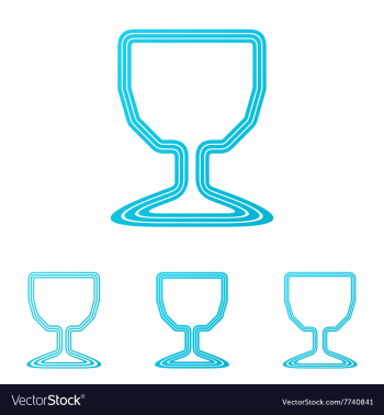 Cyan line wine logo design set vector image Cyan line wine logo design set vector image