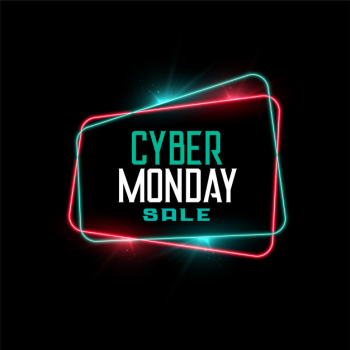 Cyber monday sale in neon frame style banner Free Vector Cyber monday sale in neon frame style banner Free Vector