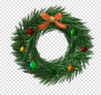 D Xmas Wreath, green wreath transparent background PNG clipart