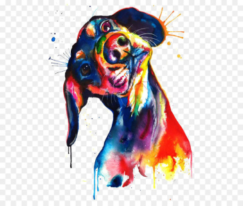 Dachshund Watercolor painting Canvas print - Watercolor puppy 