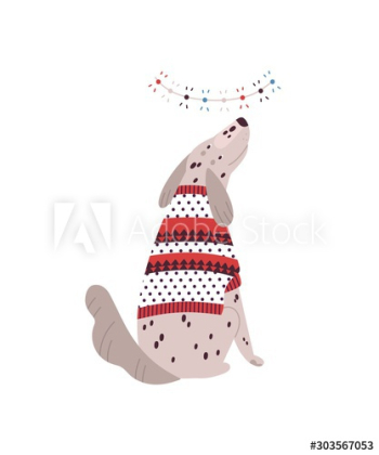 Dalmatian dog in sweater flat vector illustration Dalmatian dog in sweater flat vector illustration