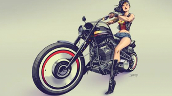 Dan Mora's WONDER WOMAN rides a gnarly motorcycle | OMEGA-LEVEL