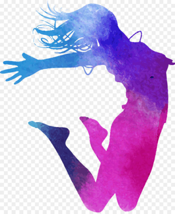 Dance Watercolor painting Royalty-free Illustration - Color ink silhouette jumping 