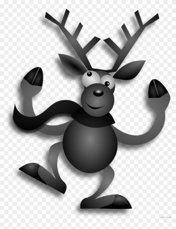 Dancing Reindeer Animal Free Black White Clipart Images - Merry Christmas Happy Reindeer Scarf