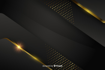 Dark background with golden abstract shapes Free Vector