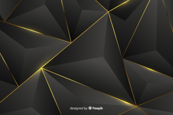 Dark background with golden abstract shapes Free Vector