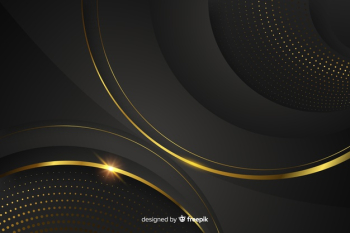 Dark background with golden abstract shapes Free Vector