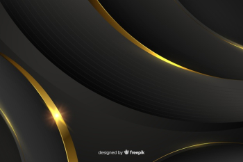 Dark background with golden abstract shapes Free Vector