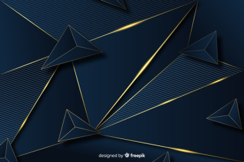 Dark background with golden abstract shapes Free Vector