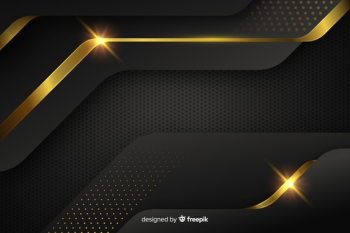 Dark background with golden abstract shapes Free Vector