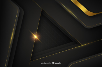 Dark background with golden abstract shapes Free Vector