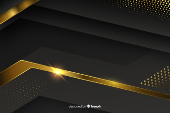 Dark background with golden abstract shapes Free Vector