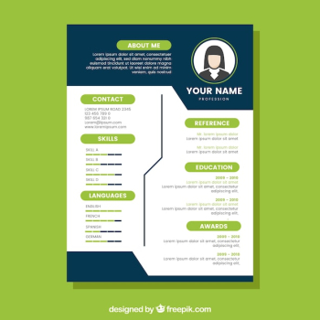 Dark blue and green cv template Dark blue and green cv template