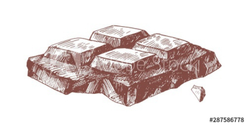 Dark chocolate bar piece hand drawn vector illustration Dark chocolate bar piece hand drawn vector illustration