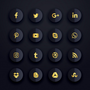 Dark premium social media icons set Free Vector Dark premium social media icons set Free Vector