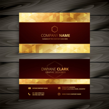 Dark red and gold business card Free Vector