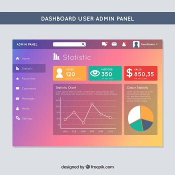 Dashboard admin panel template with gradient style
