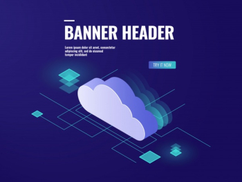 Data cloud storage technology isometric icon, server room, database and data center 