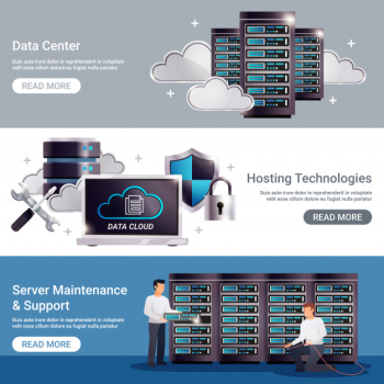 Datacenter horizontal banner set Free Vector Datacenter horizontal banner set Free Vector