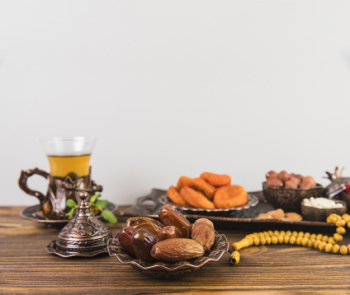Dates fruit with tea and beads Dates fruit with tea and beads
