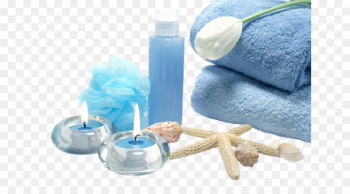 Day spa Stone massage Bath salts - Beauty SPA blue towel picture Candle 