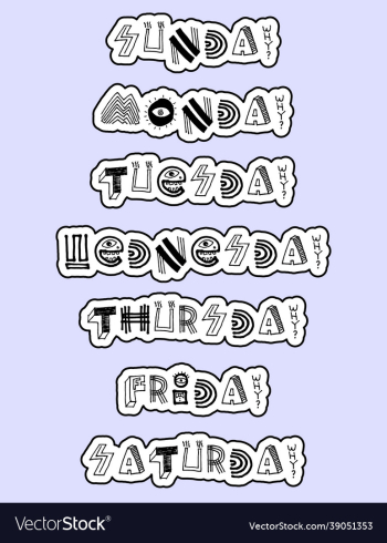 days of week sticker with cut line