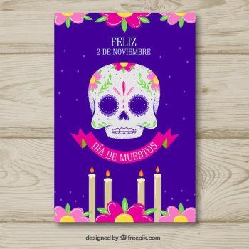 Deads' day poster with skull and candles Deads' day poster with skull and candles