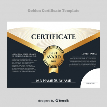 Decorative certificate template with golden elements