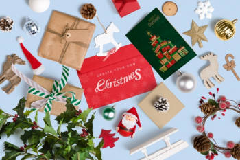 Decorative christmas mockup Free Psd