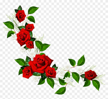 Decorative Element With Red Roses White Flowers And - Rose Border Clipart