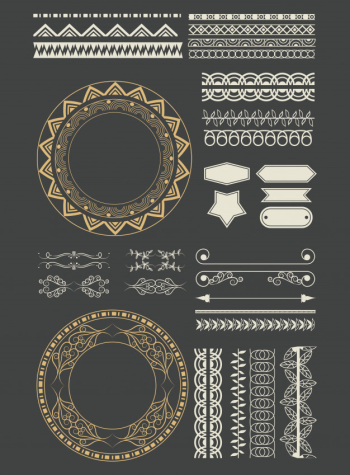 Decorative ribbon emblems cartoon Free Vector