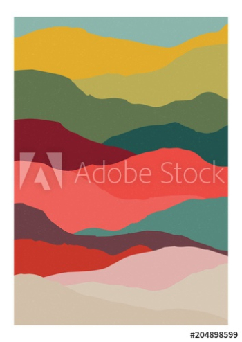 Decorative vertical background or card template with abstract waves of warm vivid colors