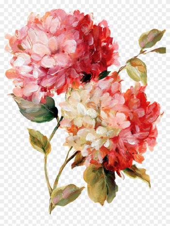 Decoupage Flower, Flower Painting, Flower Painting - Harmonious Hydrangeas Linen Poster Print By Lisa Audit