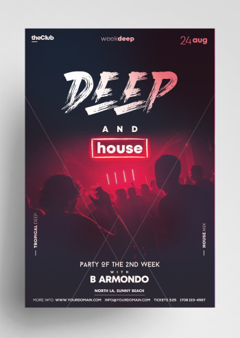 Deep House Party PSD Free Flyer Template