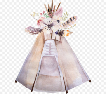 Deer Antler Flower Horn Feather - Beautiful hand-painted flowers feather light tent 