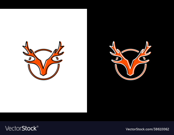 deer antler icon logo head deer antler icon logo head
